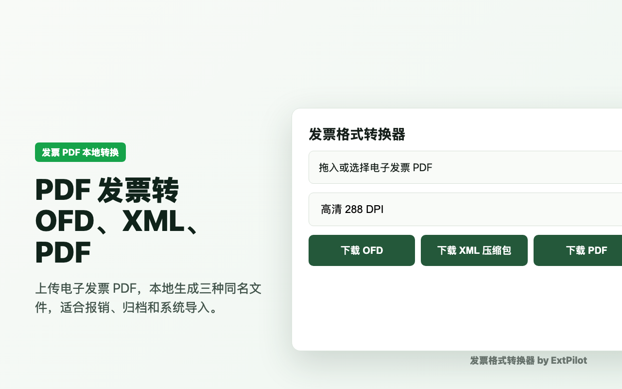 在发票格式转换器中上传电子发票 PDF