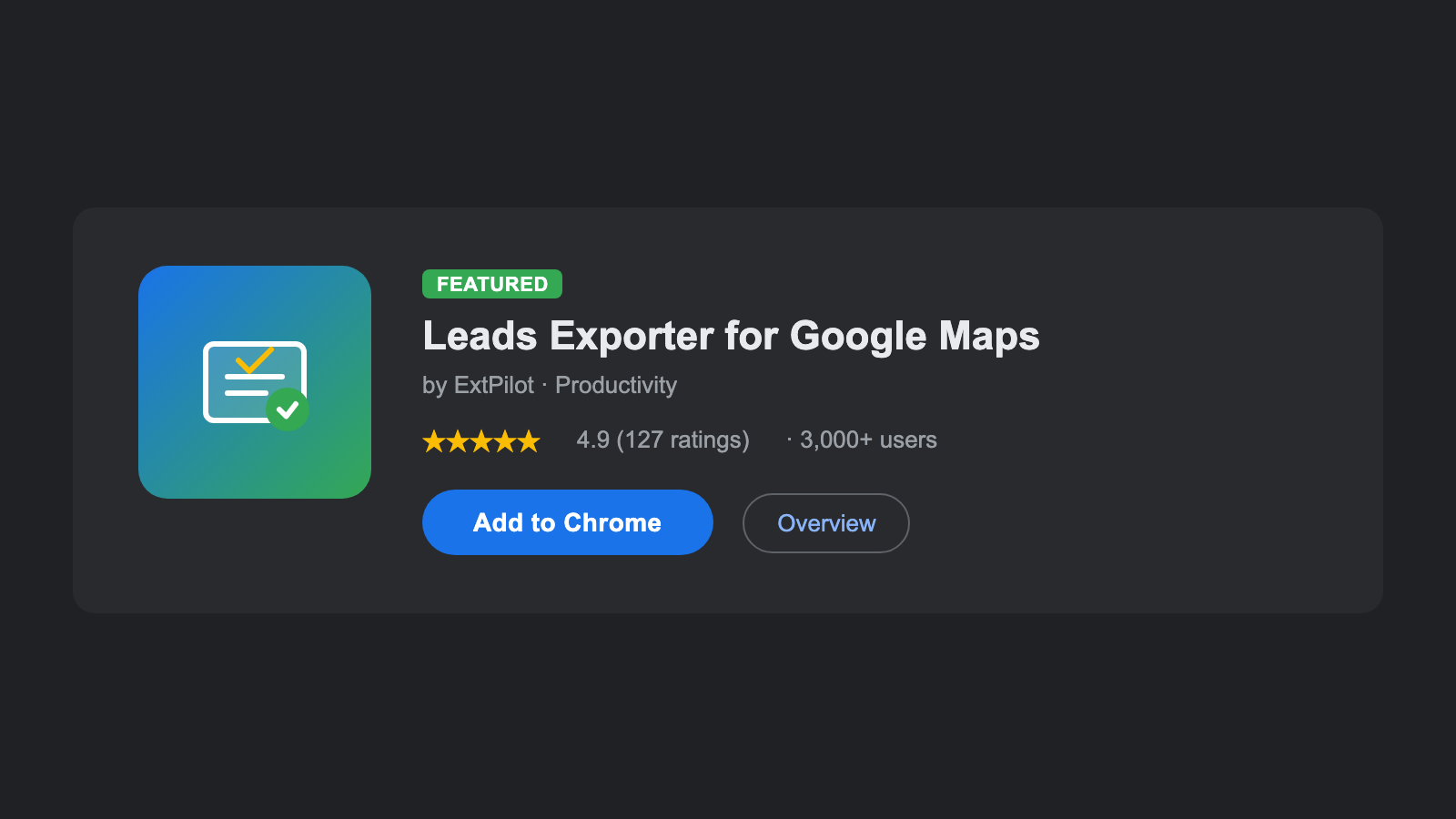 Install Leads Exporter from Chrome Web Store - click Add to Chrome button